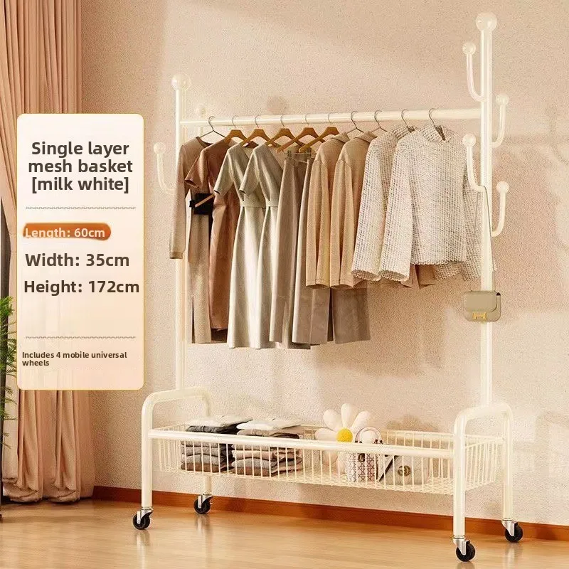 Compact Free Standing Indoor Clothes Drying Rack Movable Rod Bedroom Balcony Clothes Rack Clothing Racks Clothing Rack Stand