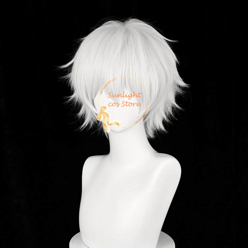 Anime Gojo Satoru Cosplay Wig 30cm Short Silver Purple/Silver White Satoru Gojo Wigs Heat Resistant Synthetic Hair + Wig Cap image 6