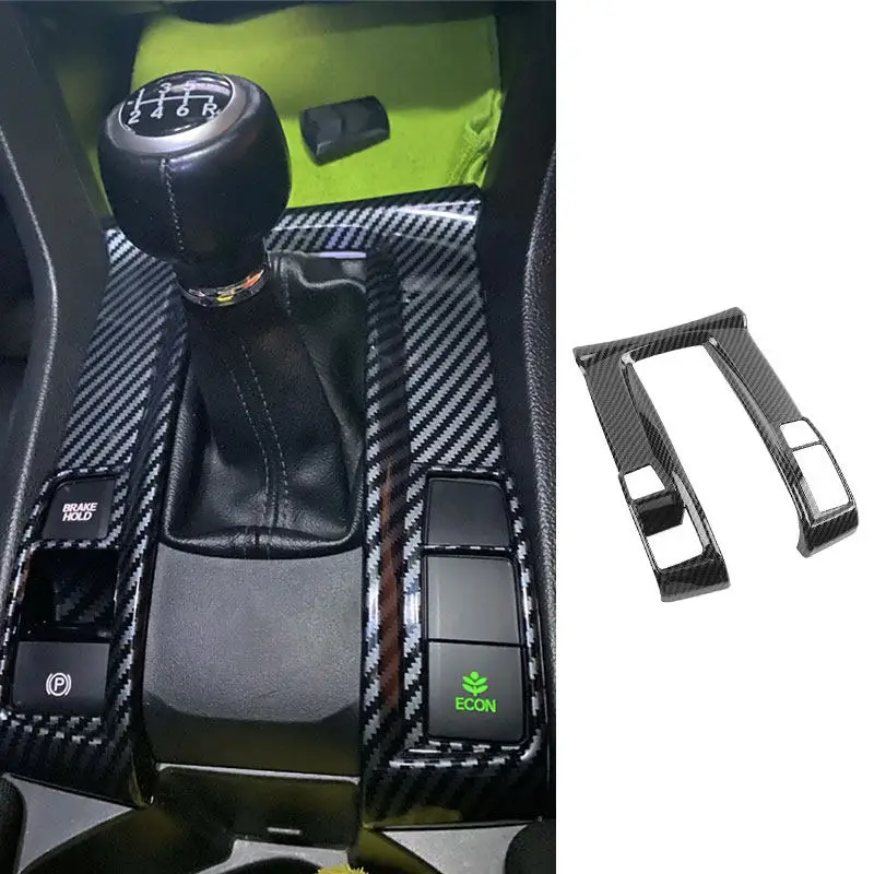 

Carbon Fiber Style For Honda Civic 10th 2016 2017 2018 2019 2020 LHD Car Accessories Center Gear Shift Panel Cover Frame Trim
