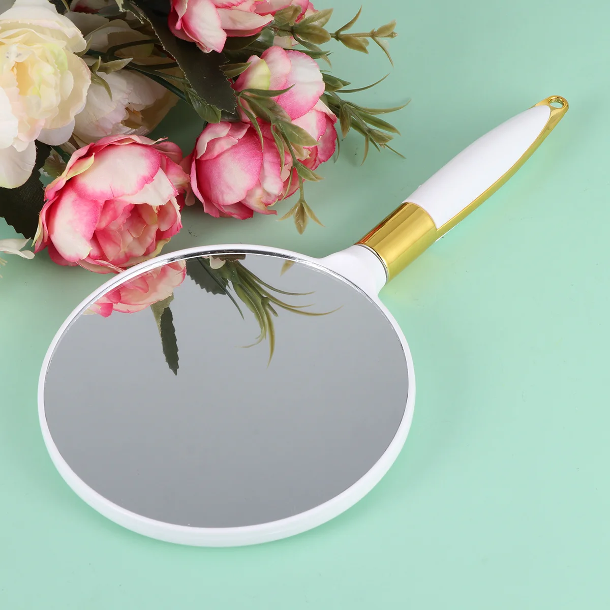 

Compact White Round Vintage Makeup Mirror Portable High Definition Handheld Mirror Makeup Tool for Women