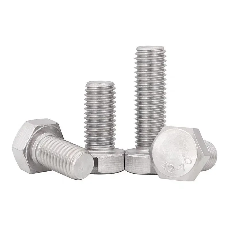 304 Stainless Steel Hex Head Bolts Full Thread, DIN933 External Hex Screws - Choose Size M12/M14/M16/M18