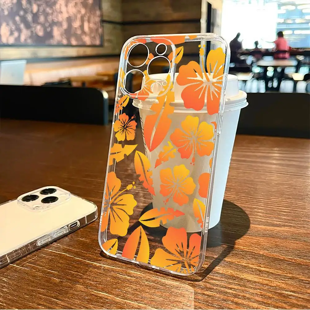 هاواي الأصفر الكركديه جراب هاتف آيفون 17,16,15,14,13,12,11 زائد ، برو ماكس ، غطاء سيليكون ناعم شفاف #2