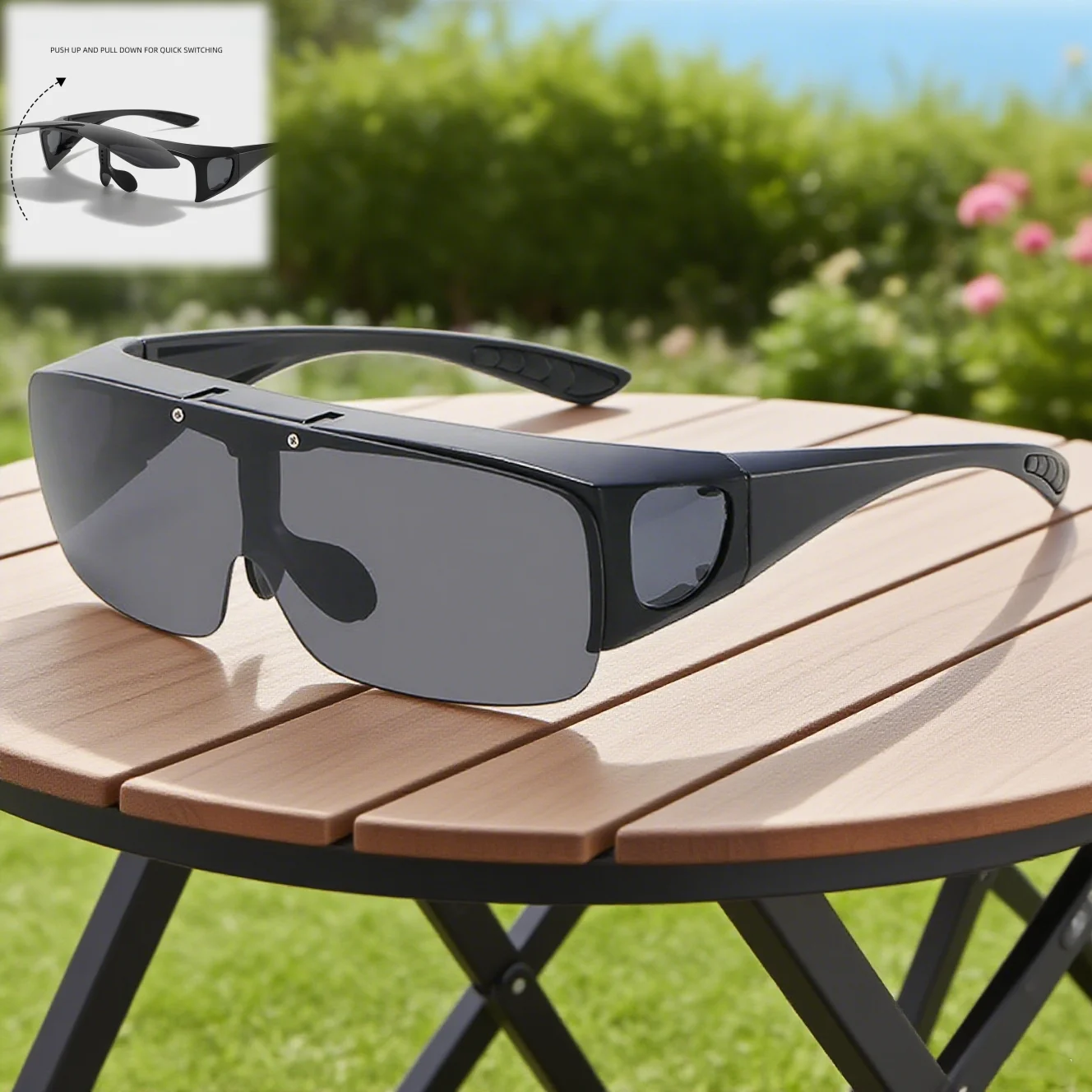 

2025 New Fashionable Personalized Flip Cover Men's Sunglasses Outdoor Neutral Cycling Premium Driving Sports Sunglasses