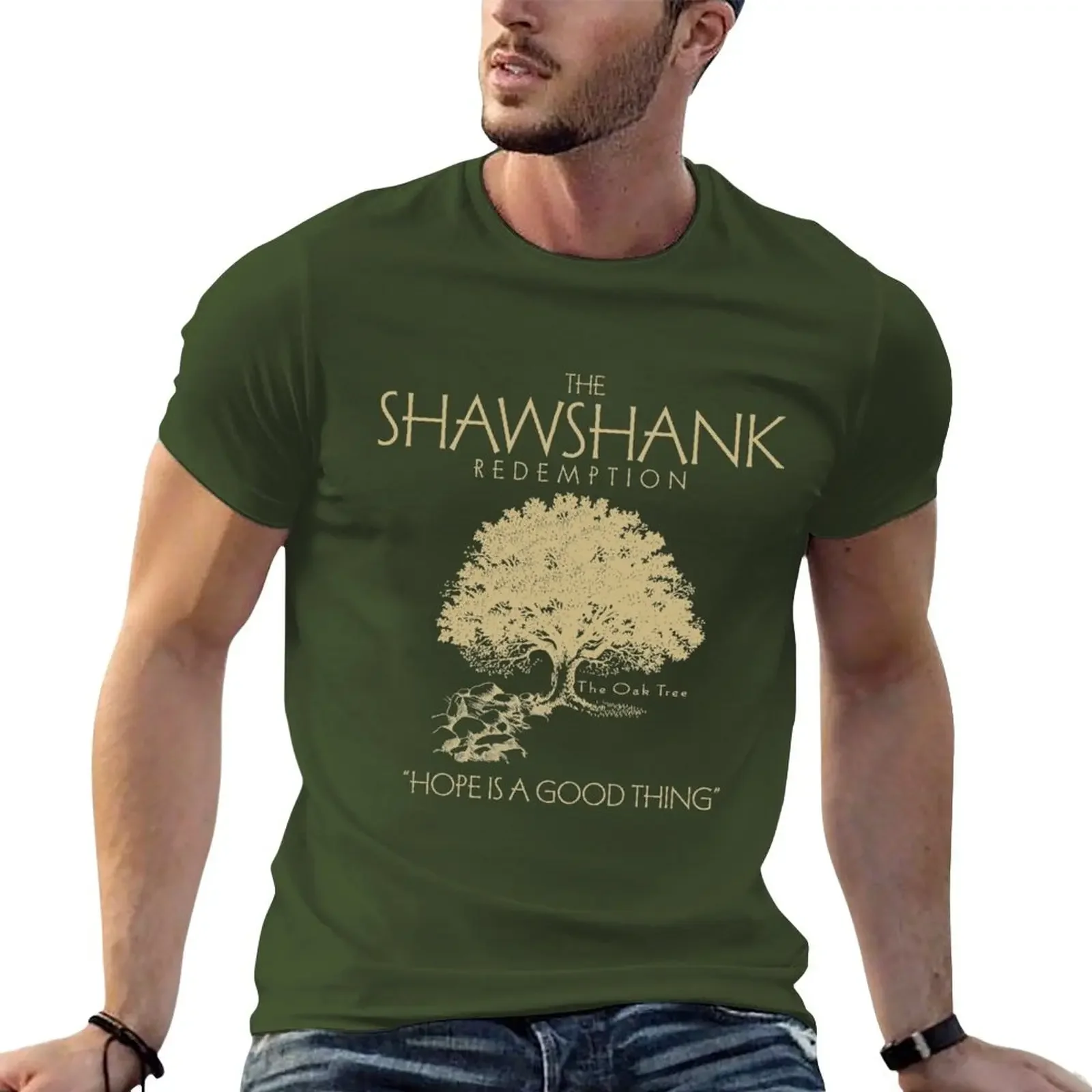 anime clothes custom t shirts design your own men clothing New fashion heavyweight New Shawshank Redemption Oak Tree T-Shirt