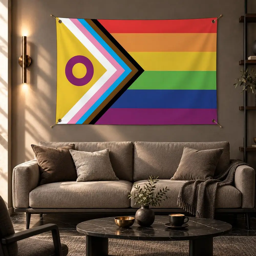 Bright Flag Intersex-inclusive Pride Flags Wall Hanging Flag Banner Home Decor Aesthetic Living Room Bedroom HD Fabric