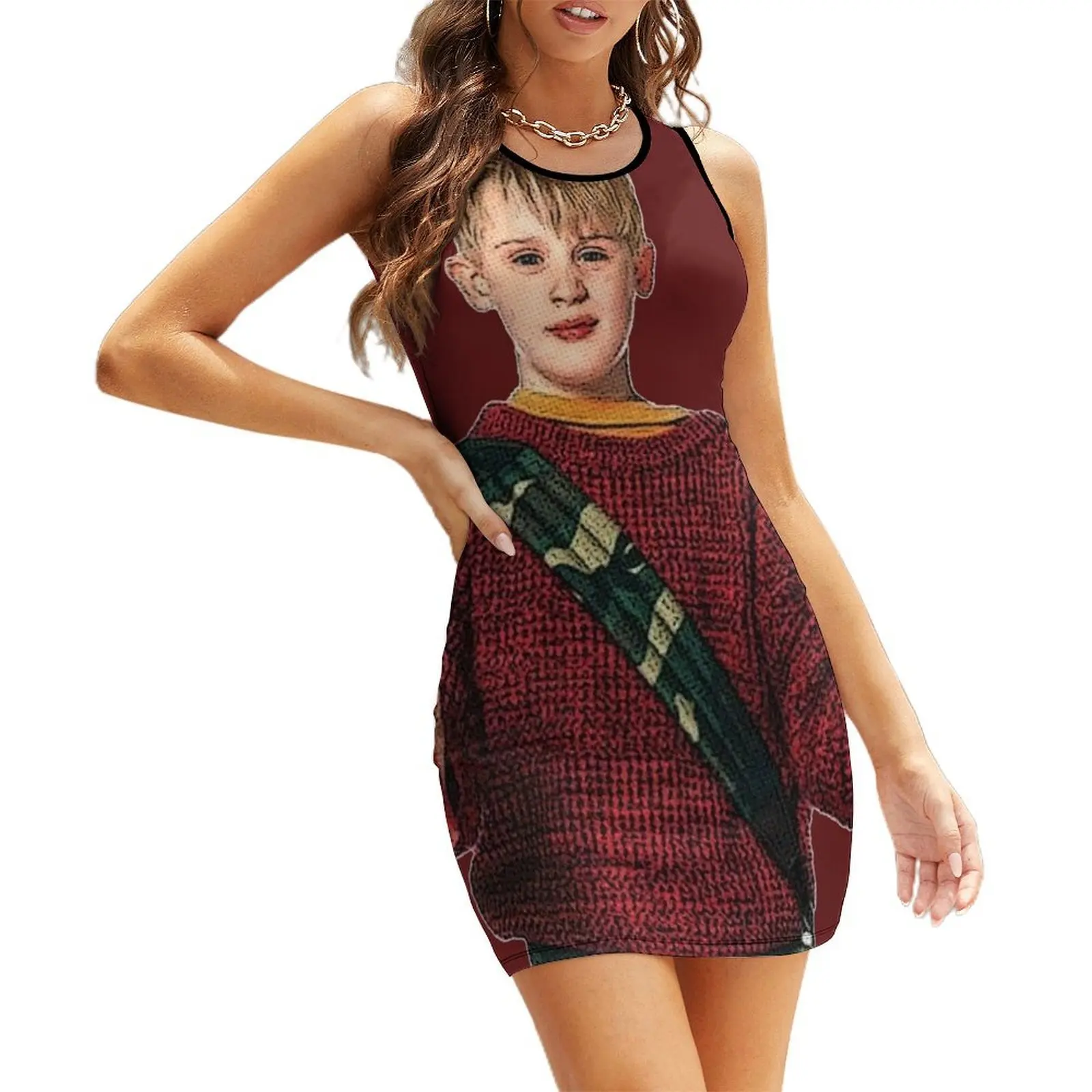 

Kevin McCallister Home Alone Christmas Movie Sleeveless Sundress womens clothing