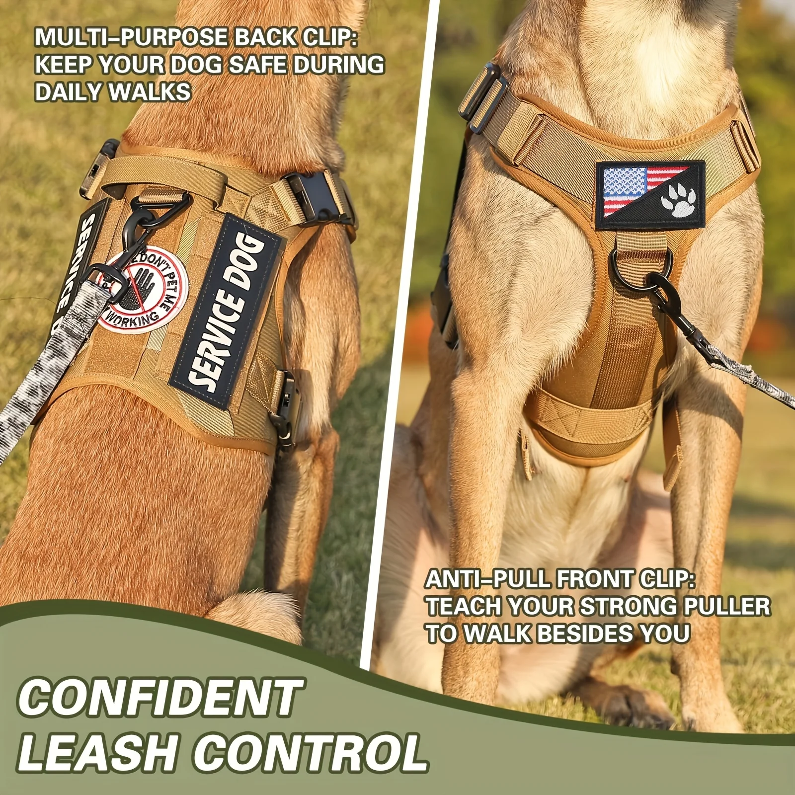 No Pull Dog Harness - Arnês Tático Ajustável para Cães de