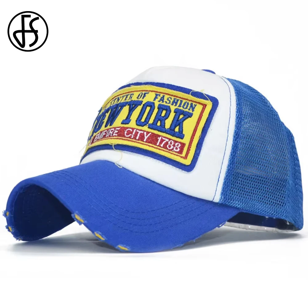

FS Summer Breathable Mesh Trucker Hat For Men Blue Letter Baseball Cap Stylish Women Hat Street Hip Hop Caps Bone Masculino 2025