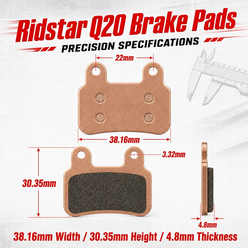 Ridstar Q20 Brake Pads Semi-Metallic Stable Modulation for YVY EKX Bopzin Freego KTET XD-KL.BS Hydraulic Ebike