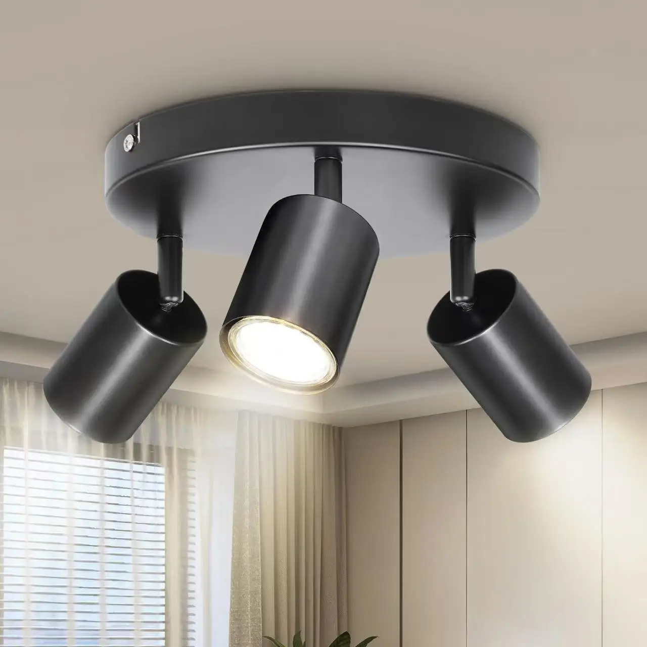 Modern LED Ceiling Light -  GU10 Wall Light Black - Energy Saving, Living Room, Bedroom, Kitchen, Easy Installation, Bulb Not In