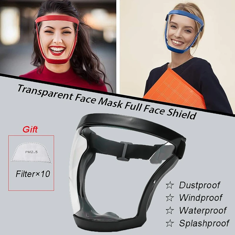 Anti-fog Windproof Dustproof Mask With Filter Work Protection Mask Full Face Shield Reusable Home Kitchen Splash Protection Mask