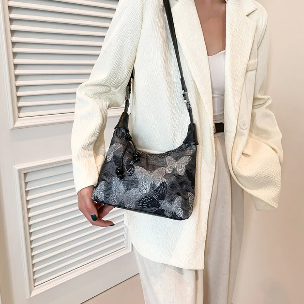 

Portable Commute New Chinese Style Bag Simple Fashion Butterfly Embroidery Bag Hand Bag Large Capacity Cross Body Bag Outdoor