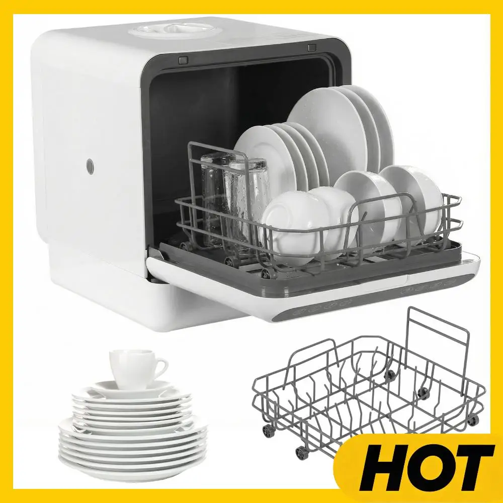 

Портативная посудомоечная машина с встроенным резервуаром для воды 6 л, автоматическая, без подключения к водопроводу, 360° ° Двойной распылитель для квартир и автодомов