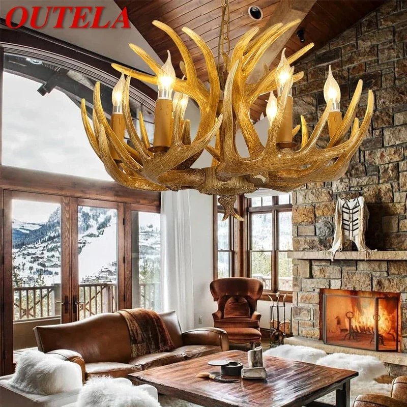 

OUTELA Nordic Antler Pendent Lamp American Retro Living Room Dining Room Villa Coffee Shop Clothing Store Decoration Chandelier