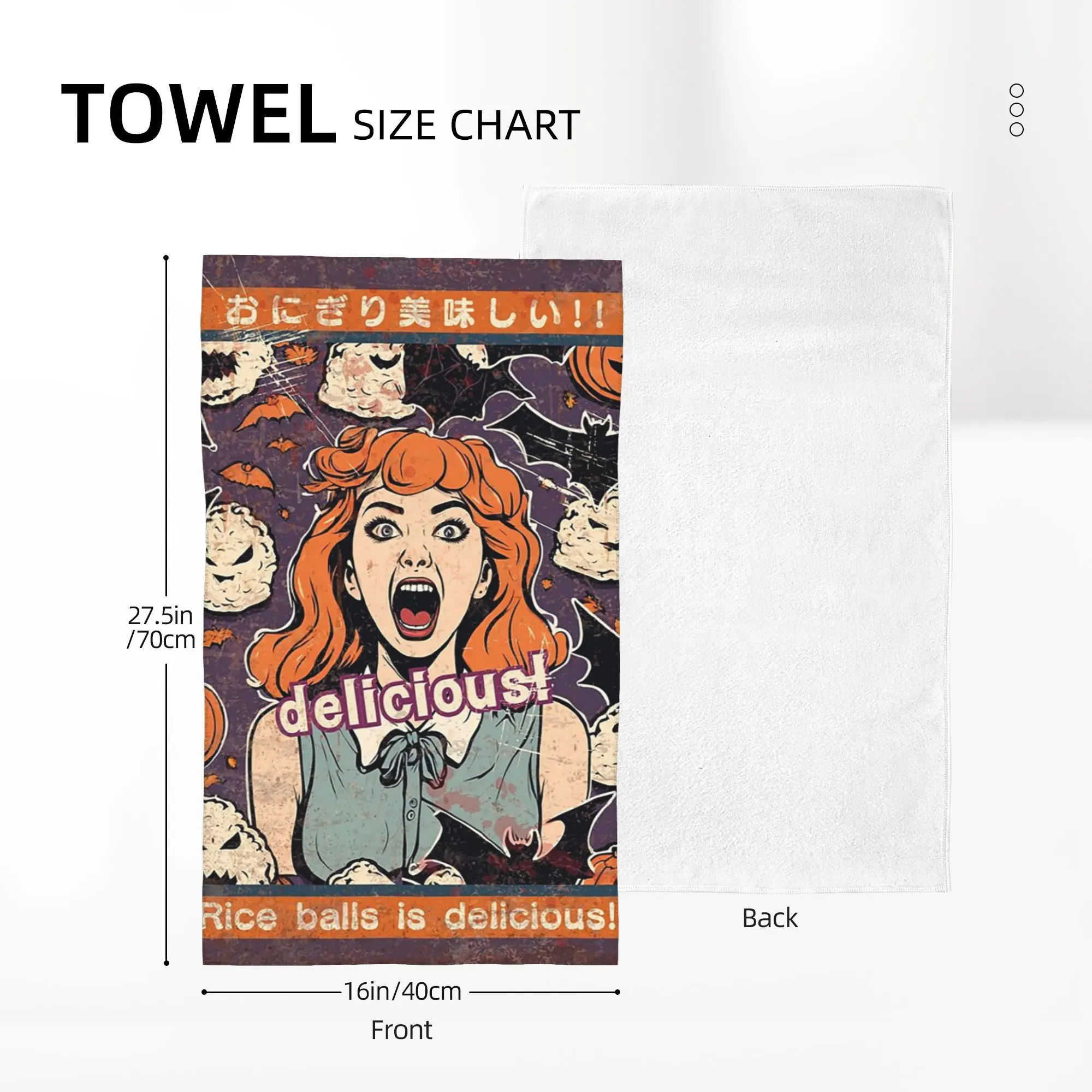 Custom Rice balls is delicious! Halloween girl version Soft Face Towel Quick Dry Pool Bath Cotton Towels Breathable
