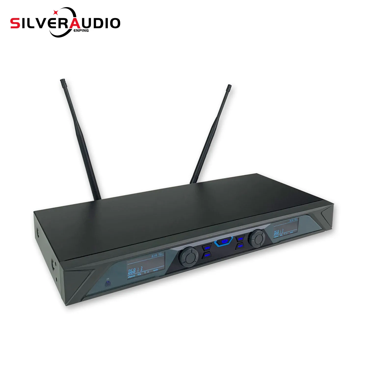 Sistema de micrófono inalámbrico, dispositivo de 2x100 canales, UHF, 100M de distancia de trabajo para KTV de escenario de Conferencia