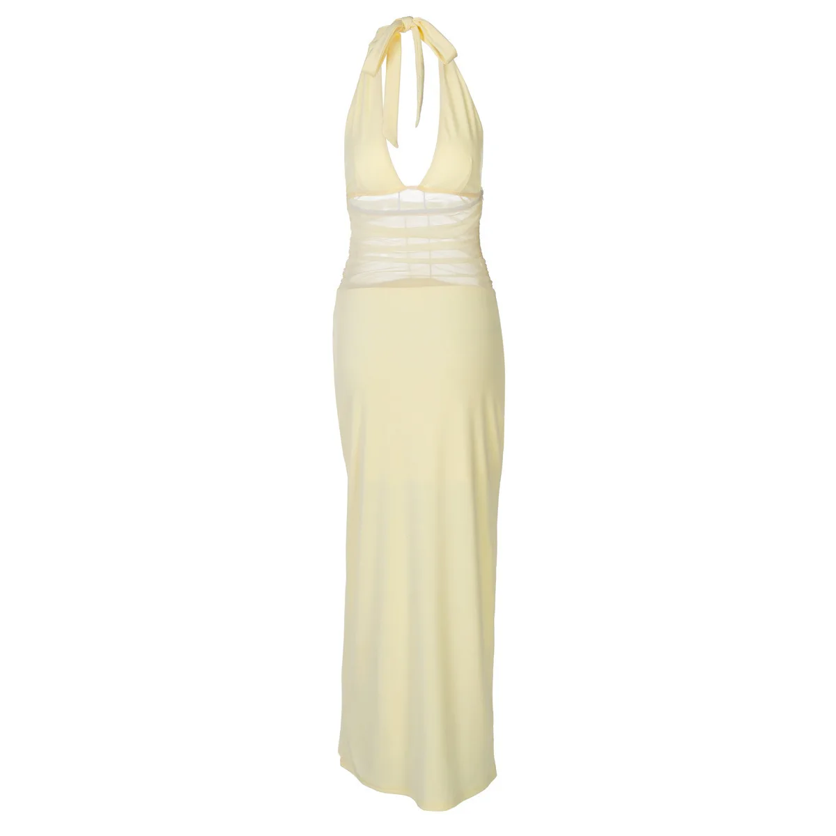 2025 صيف جديد المرأة شبكة المرقعة العميق الخامس شير التعادل فستان مثير شفاف Bodycon نادي ملابس الحفلات السيدات موضة تتجه