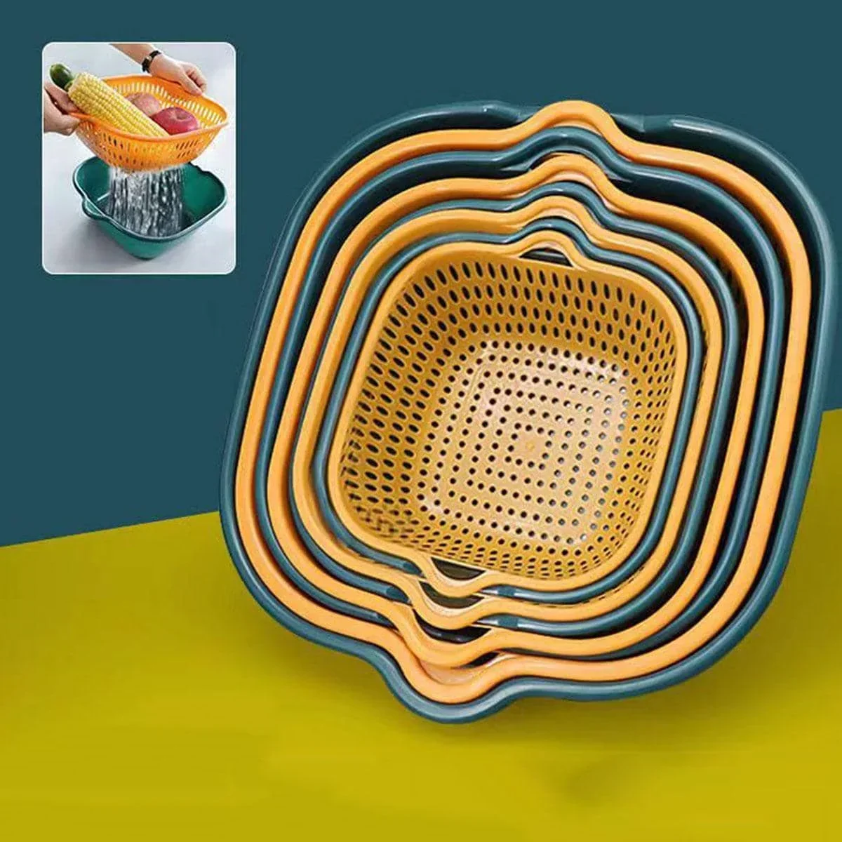 8PCS Kitchen Sink Vegetable Drainer Fruit Basket for Multifunctional Stackable Fruit Washing Basin Vegetable Drain Basket Basin