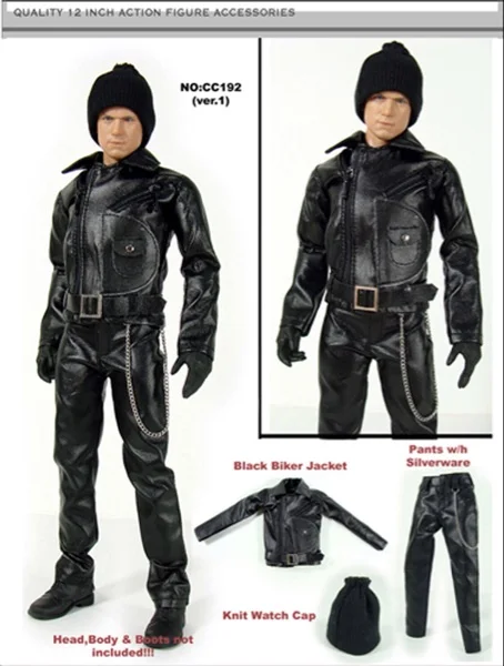 Dollsfigure Goth 1/6 Scale CC192 Trendy Motorcycle Leather Jacket Set Soldier Clothing Accessories Model  fit 12