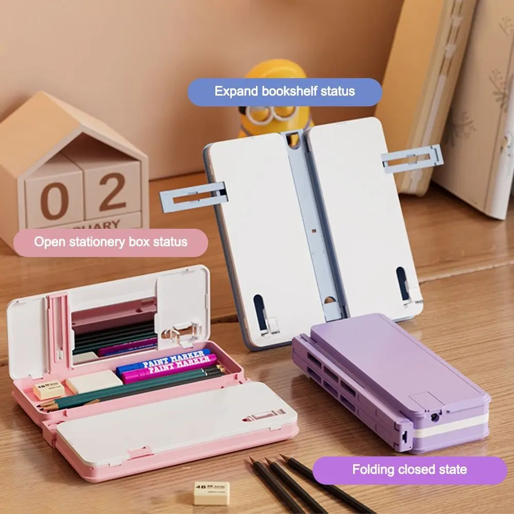 

Книжная полка для чтения двойного назначения, пенал большой емкости, многофункциональная книжная подставка, коробка для канцелярских принадлежностей, органайзер для канцелярских принадлежностей