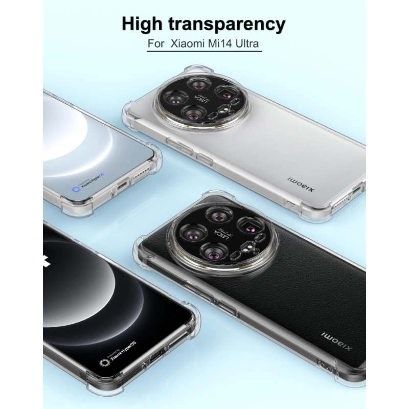Case For Xiaomi 14 Ultra 14 Pro Back Cover Case Shockproof Air-Bag Soft Clear Transparent TPU Back Shell Fundas Coque Cases