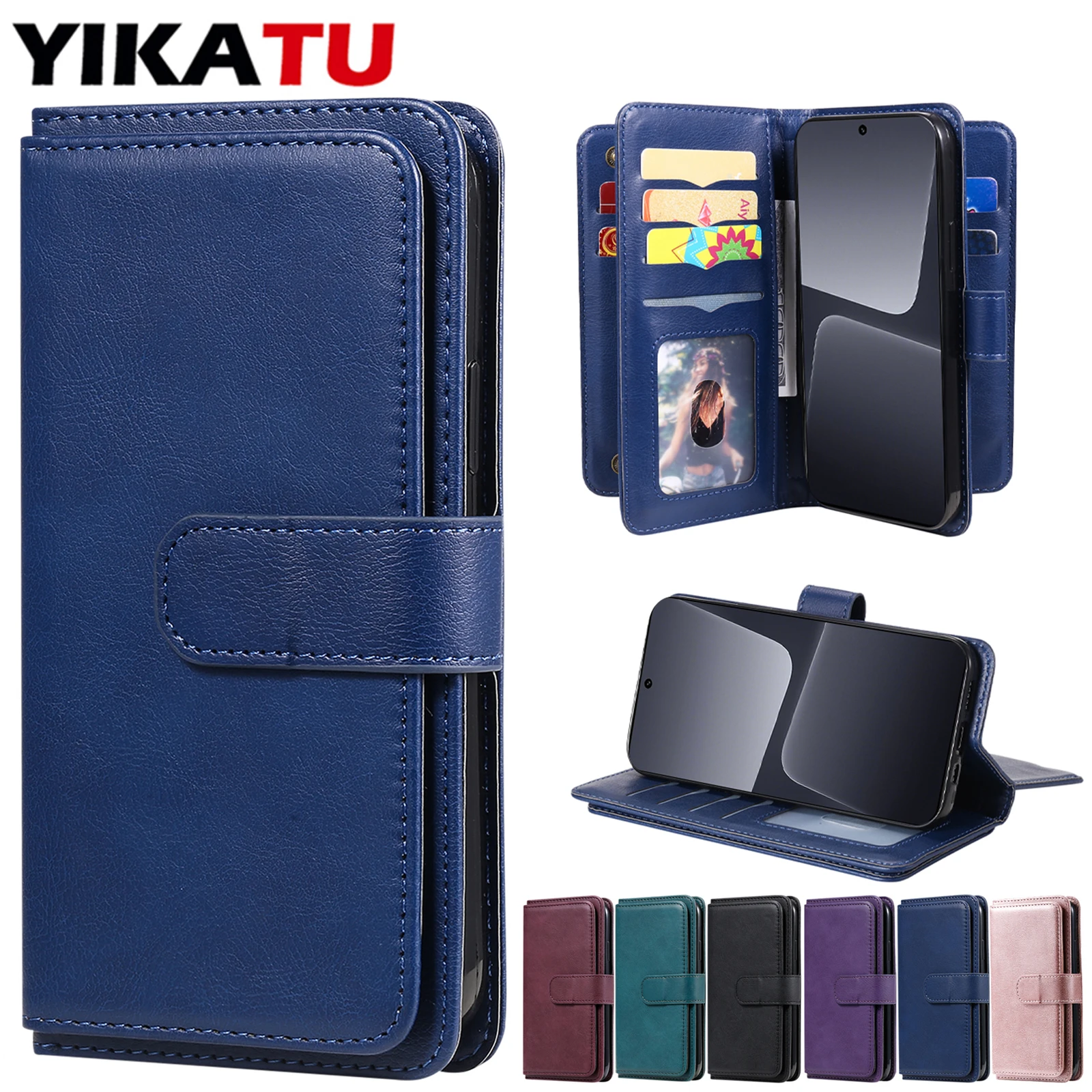 

Multi Card Slot Wallet Case For Xiaomi Poco X6 X5 Pro 5G X3 NFC M6 M5S M3 F6 F4 GT F3 C75 C65 Flip Leather Coque Phone Cover