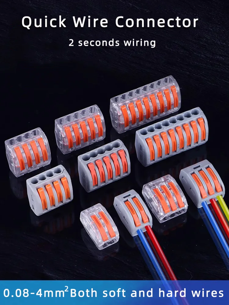 

10PCS Lamp terminal connector parallel wire artifact wire connector push-type fast terminal connector 1 in-out wiring