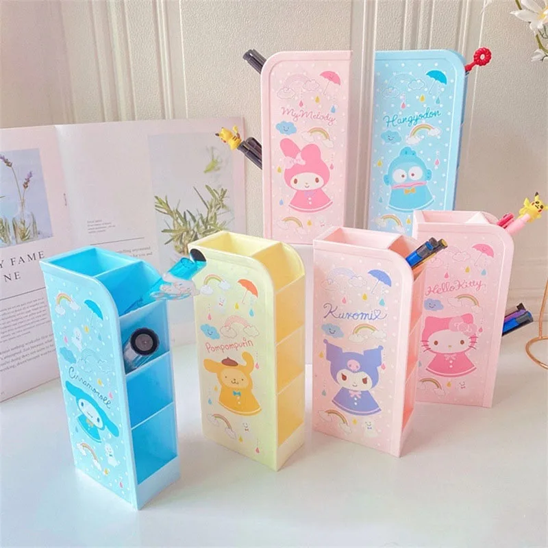 Cartoon Sanrio Kuromi Kitten Pen Holder Student Stationery Large Capacity Storage Box Office Pen Holder Makeup Brush Storage Toy