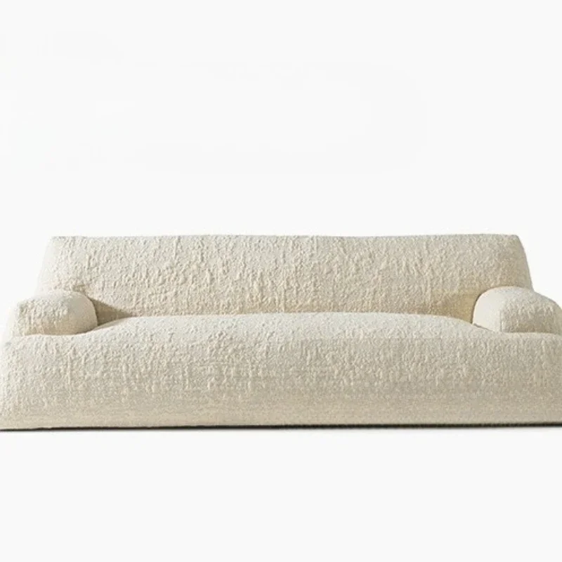 

Wabi-sabi fabric sofa, floor-to-ceiling modern living room cream sofa