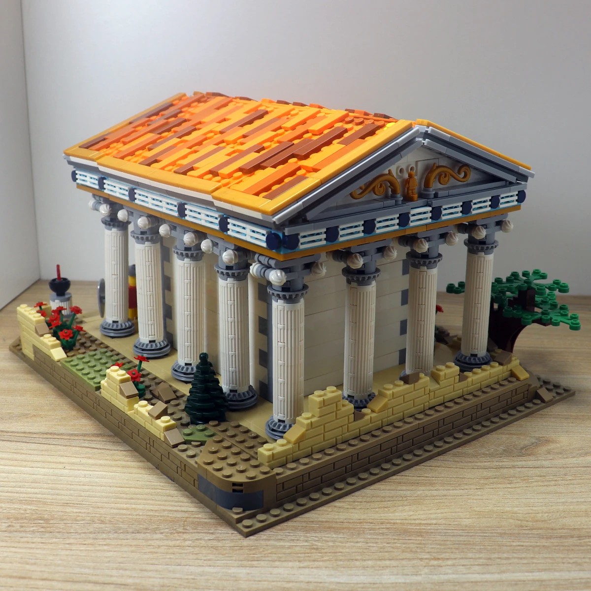 Креативные кирпичи с видом на улицу, греческий храм, строительные блоки, 1663 шт., городские игрушки для детей, подарок на день рождения