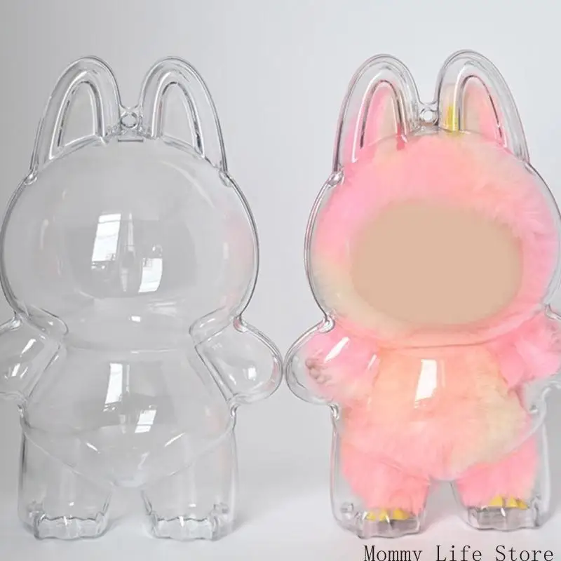 

3rd Gen LABUBU Doll Display Case Clear Protective Cover with Hanging Hook for Plush Keychains (Dustproof)