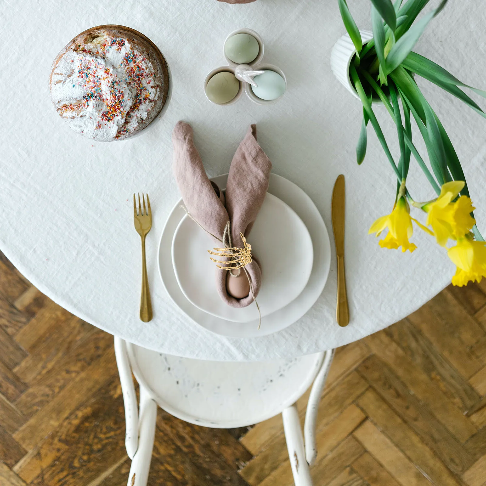 

6Pcs Halloween Napkin Rings Ghost Palm Design Alloy Napkin Buckles Creative Table Ornaments Halloween Party Supplies