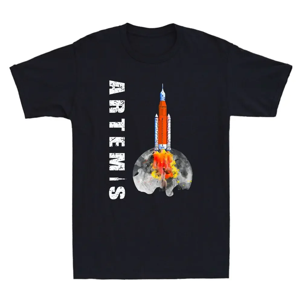 Artemis 1 SLS Rocket Launch Mission To The Moon And Beyond Vintage Men's and Women's Short Sleeve T-Shirt