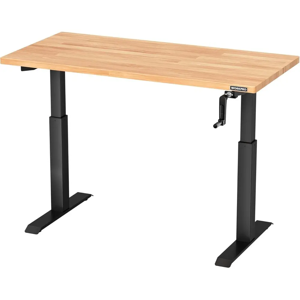 

Регулируемый верстак с рукояткой, рабочая поверхность из каучукового дерева 47,2 x 23,6 дюйма, грузоподъемность 300 фунтов, регулируемый по высоте стол для работы стоя