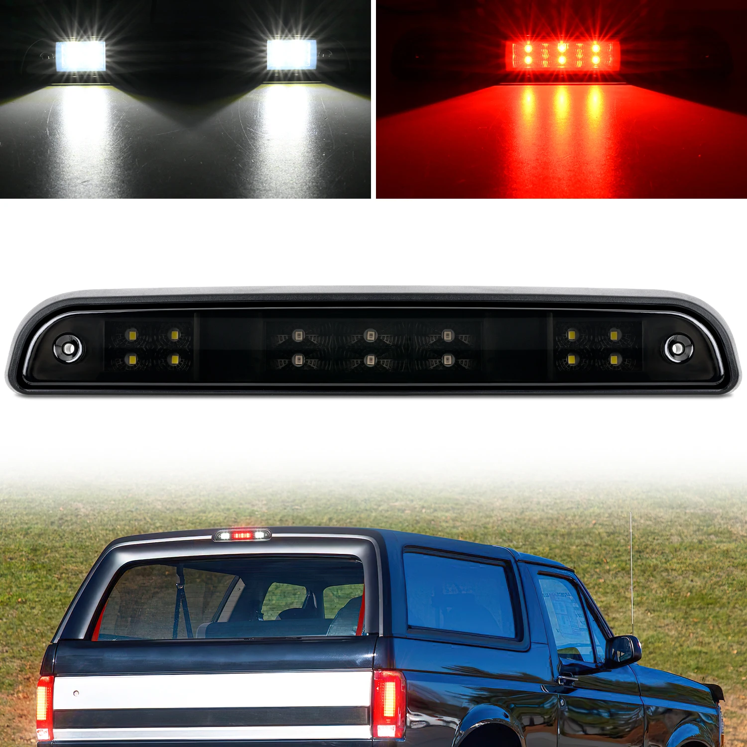 Nilight Third Brake Light for Ford F150 1994-1996, F250 F350 1992-1997 | for Ford F150 1994 1995 1996, F250 F350 Bronco 1992 1993 1994 1995 1996 1997, High Mount 3rd Stop Reverse Cargo Rear Center