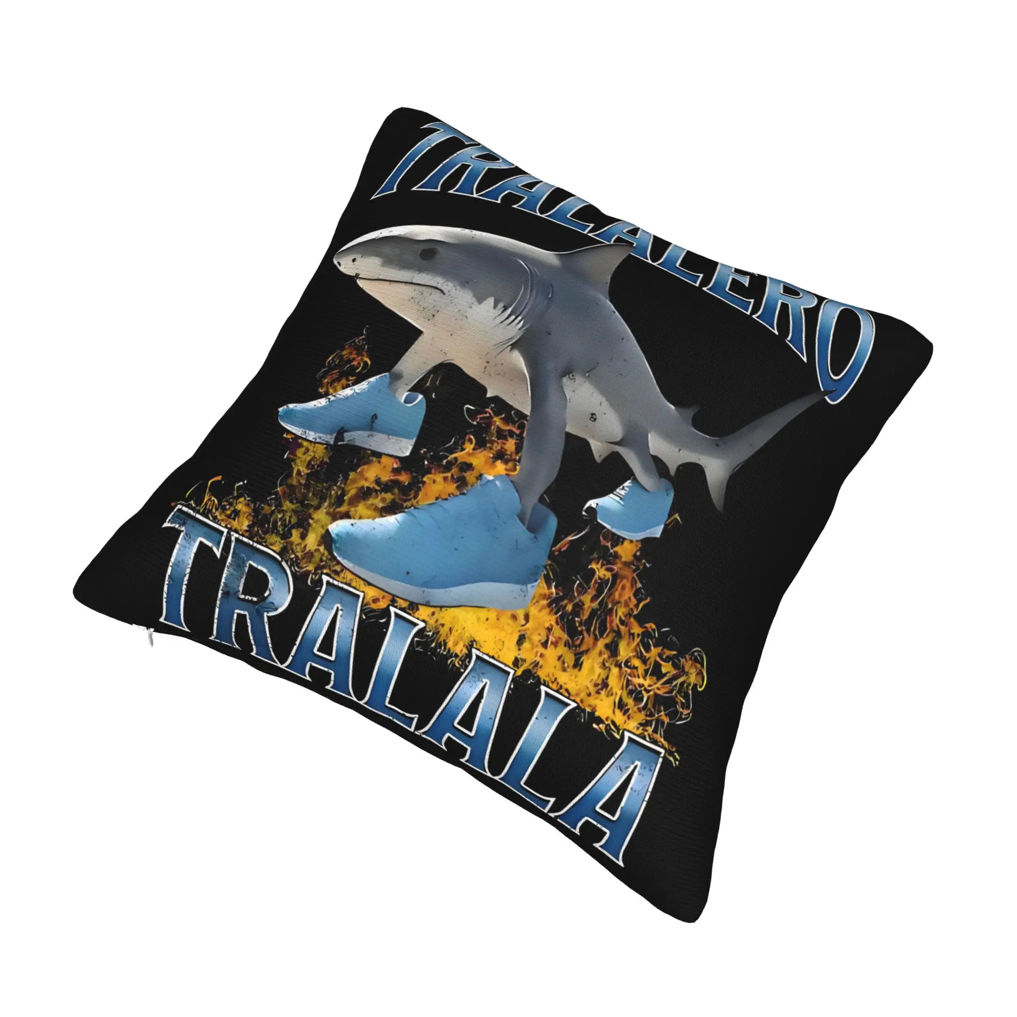 Cartoon Tralalero Tralala Cushion Covers Italian Shark Velvet Luxury Pillows for Sofa