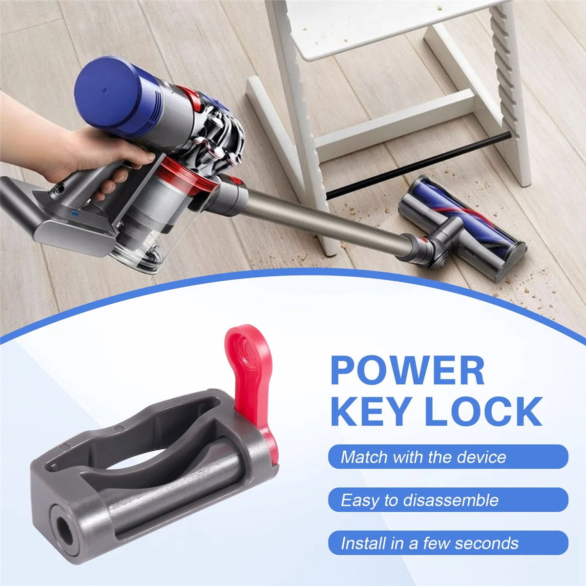 Новый обновленный триггерный замок для пылесоса Dyson V6 V7 V8 V10 V11, аксессуары для блокировки кнопки питания, свободный ваш палец серый # A66K