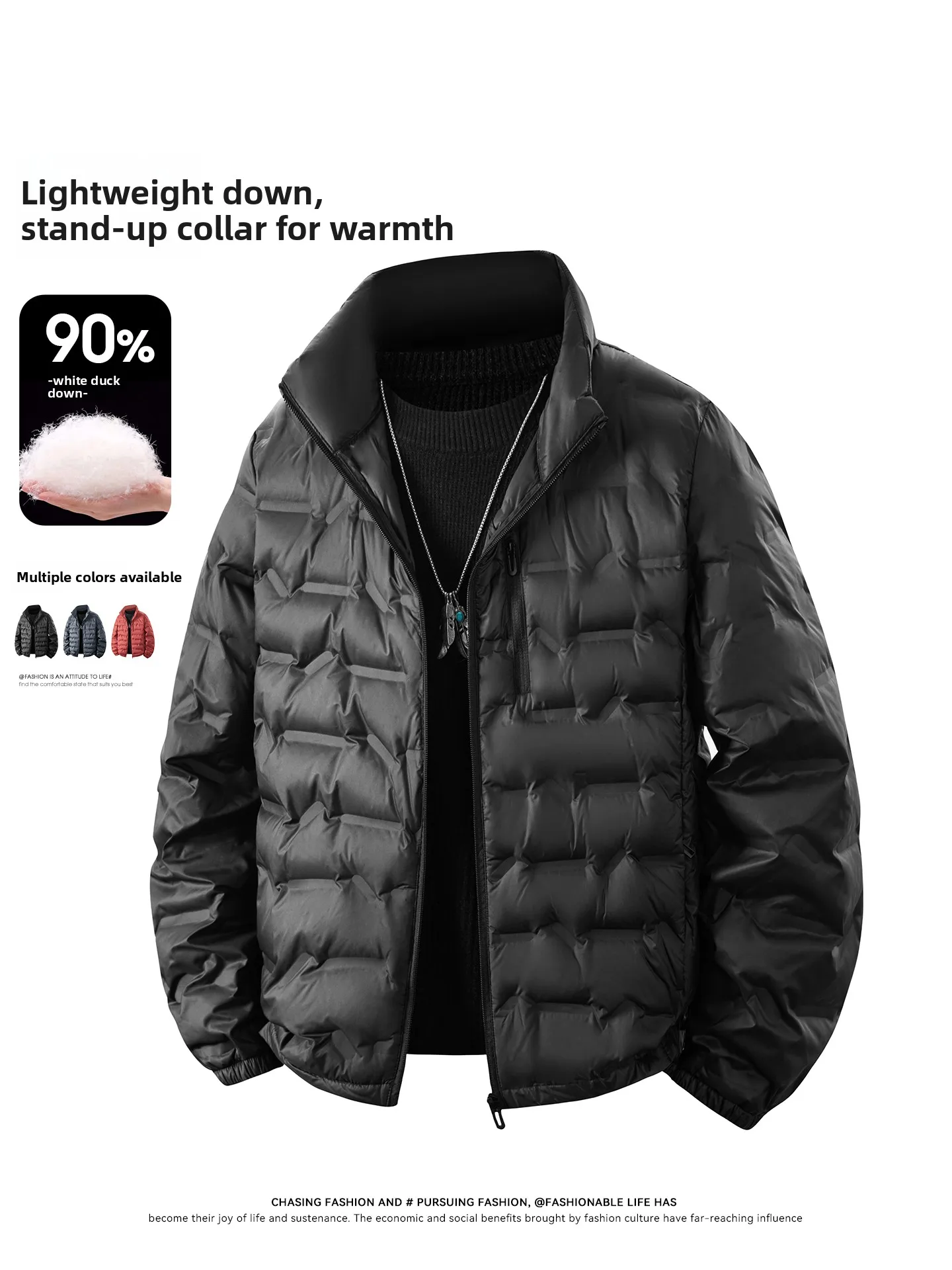 

Men's Winter down Jaet Lightweight Slim Fit Outdoor Coat White Du down Stand Collar Windproof Waterproof Cold Resistant