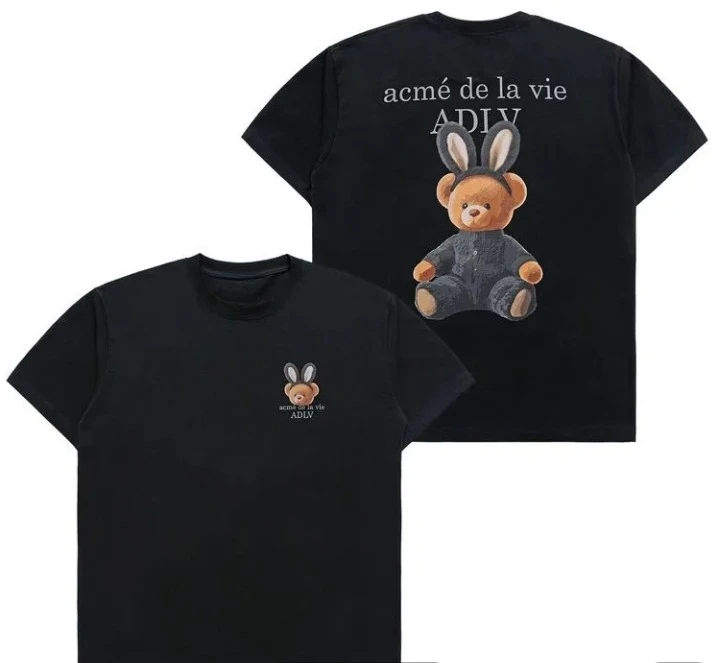 

Trendy Brand Summer Cartoon Bear Print Versatile Parent-child Short-sleeved T-shirt Round Neck Comfortable Short-sleeved Top