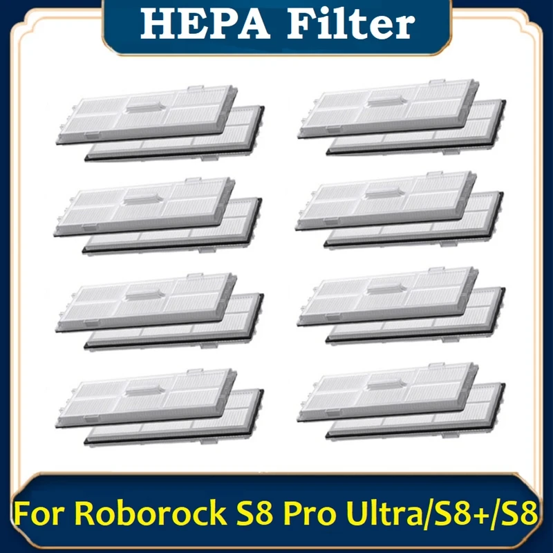 16PCS HEPA Filter Replacement For Xiaomi Roborock S8/S8+/S8 Pro Ultra Robot Vacuum Cleaner Replacement Parts Washable Filters