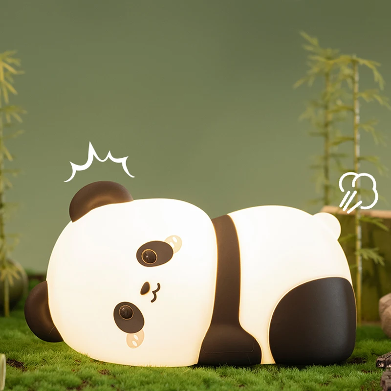 LED Night Lights Cute Panda  Silicone Lamp USB Rechargeable Dimming Bedside Decor Kids Baby nightlight Birthday Gift