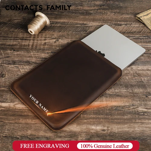 Funda de cuero genuino de lujo para ordenador portátil para MacBook Air 13 M1 M2 M3 M4 Macbook Pro 14 funda Pro bolsa de 13 pulgadas