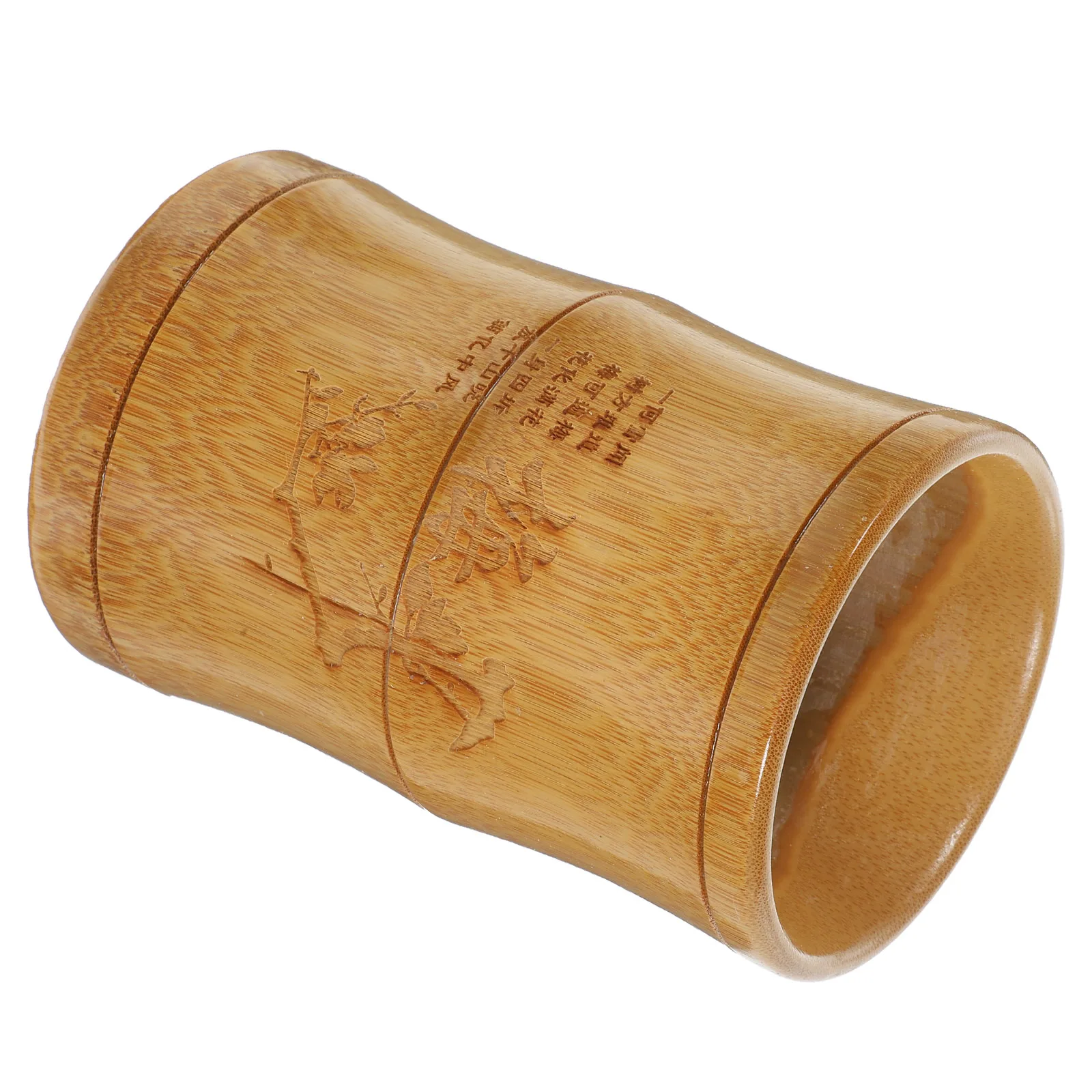

Bamboo Wood Pen Holder 13cm Height 8-10cm Diameter Retro Round Desk Organizer Office Stationery Storage Container Chinese Style