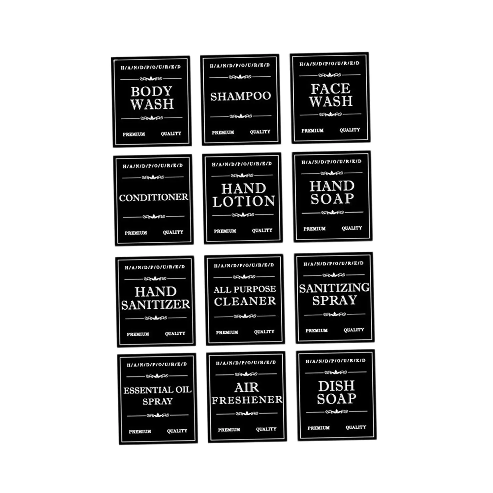 Bathroom Dispenser Label Stickers Waterproof Soap Shampoo Bottle Tags Reusable Paper for Commercial and Home Use
