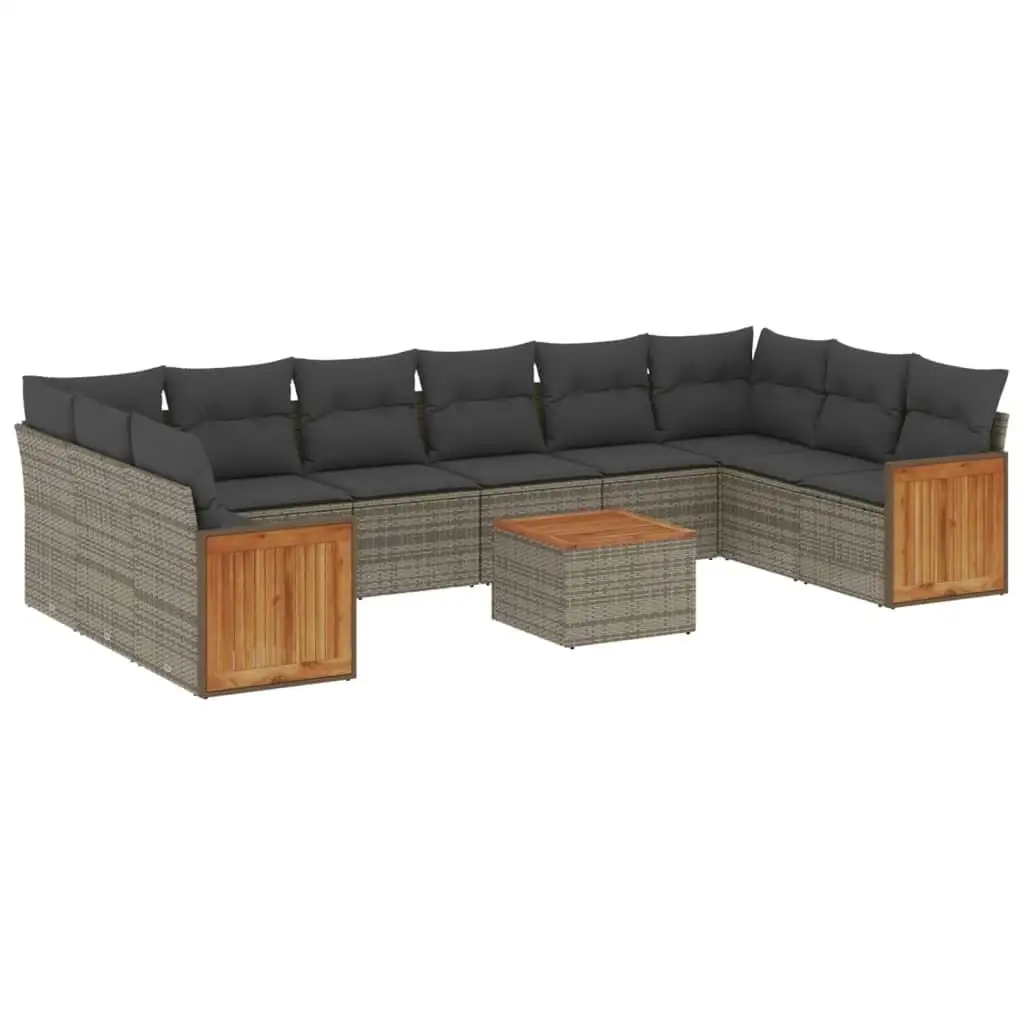 Set Sofa Taman Rotan PE Modular Besar Abu-abu