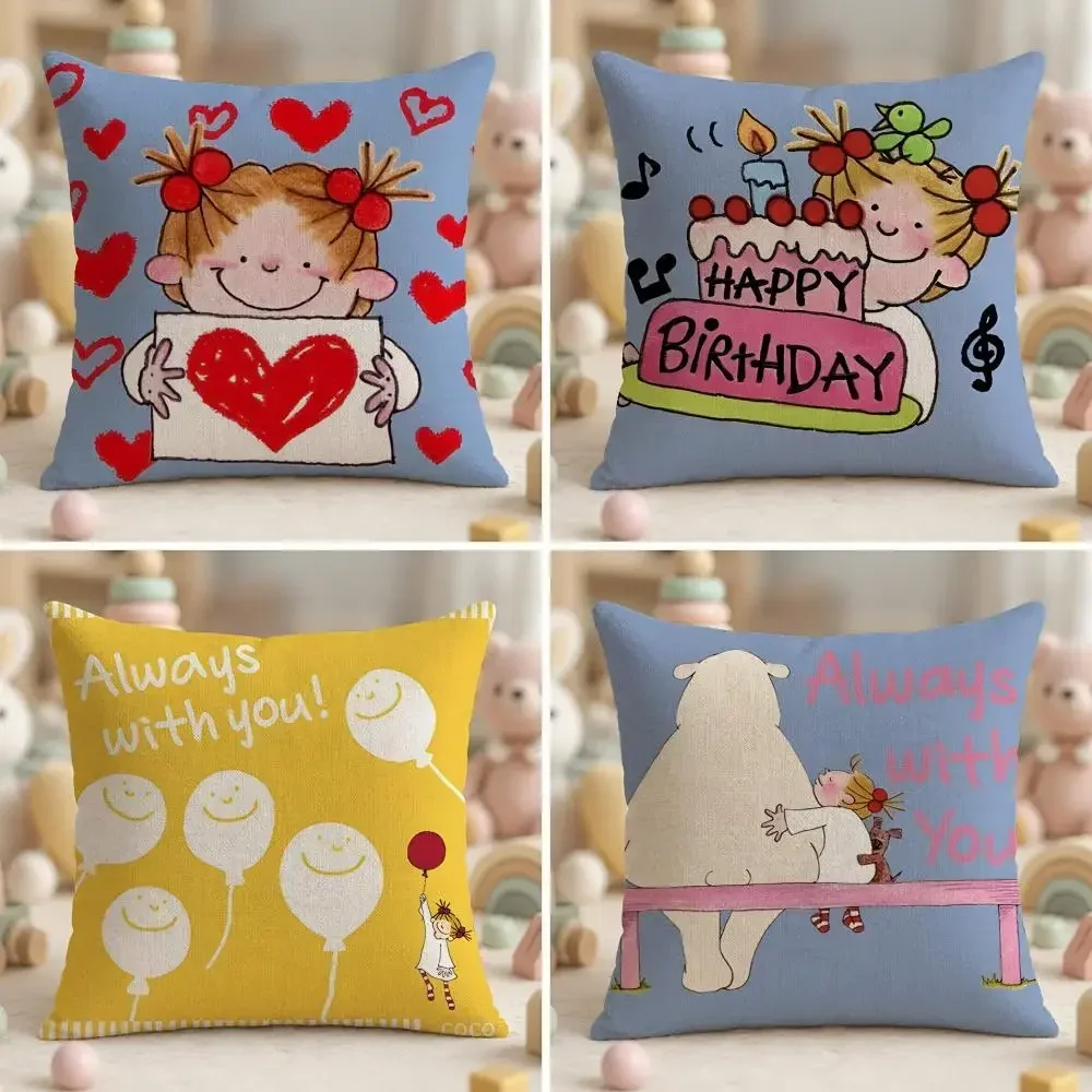 Cute Cartoon C-Coco and Wondrous GangS Cushion Cover Ultra Soft Throw Pillow Cover Skin Friendly for Sofa Bed Home Decor Gift