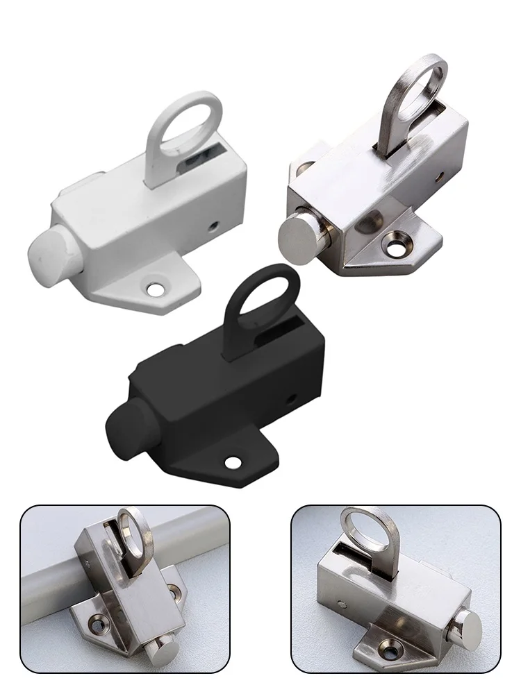 Push-Pull Latch Bolt Self-Spring Door Bolt Lock Aluminum Alloy Automatic Latch Lock Window Security Latch Gate Lock Hardware