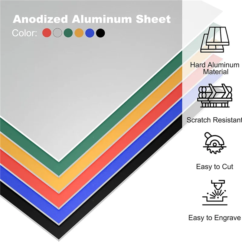 ABUL-12Pcs 3.3X2.1X1/32Inch Anodized Aluminum Sheet Set, 0.8Mm Thick Engraving Blanks For Laser Engraving DIY
