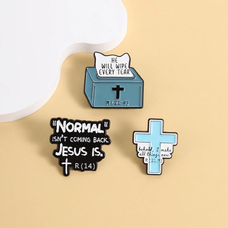 Фото Эмалевые значки с изображением Иисуса Христа, крестами и цитатами, броши, нагрудные значки, забавные цитаты, ювелирные украшения, подарок для семьи и друзей