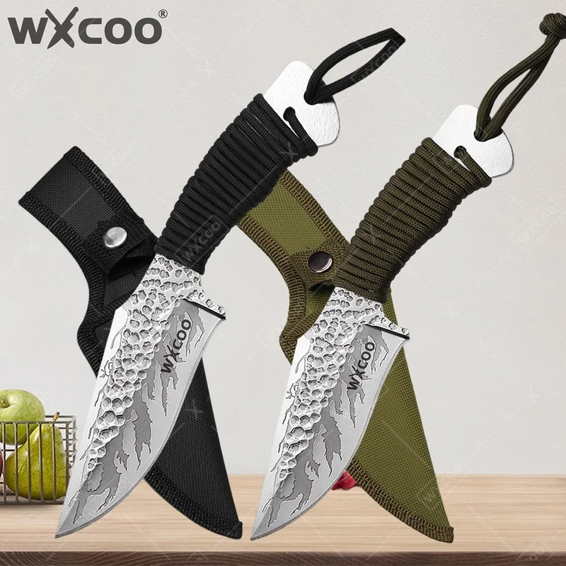 WXCOO 4.3INCH Hand Forged Butcher Knives Stainless Steel Utility Knife for Kitchen Kitchen Barbecue Meat Cutting Fruit Vegetable
